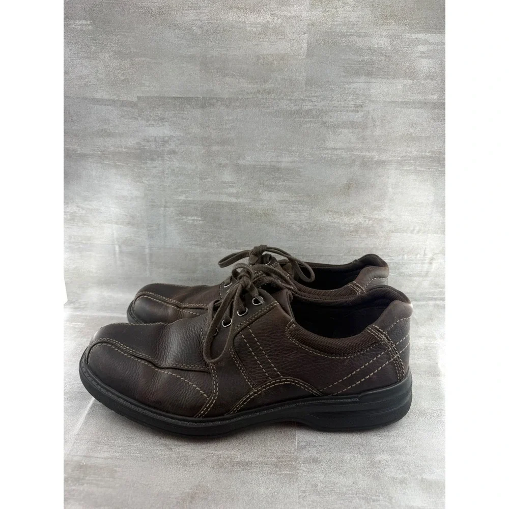 Clarks Men Dark Brown Leather Bicycle Toe Oxford Shoes 26103260 Size 11M